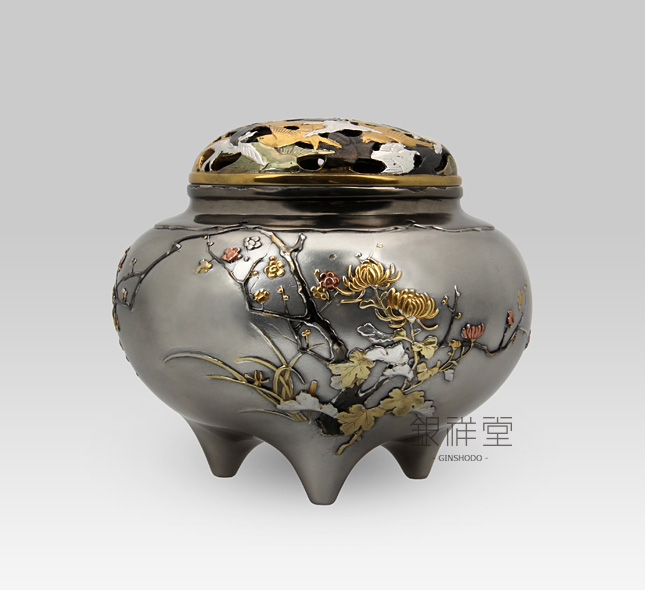 Silver Censer　The four classic plants(the orchid,the chrysanthemum,the plum,and the bamboo)