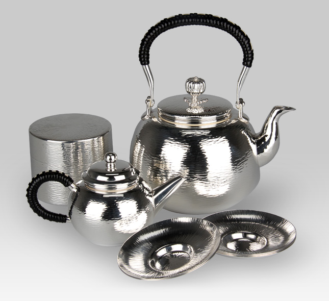Silver Tea utensils set　Tatami (Japanese mats) Pattern